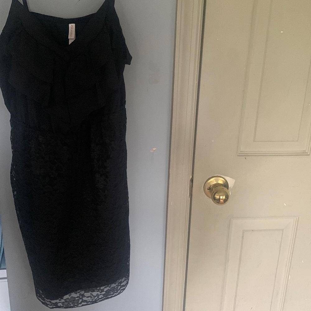 Black dress with top ruffles and lace bottom